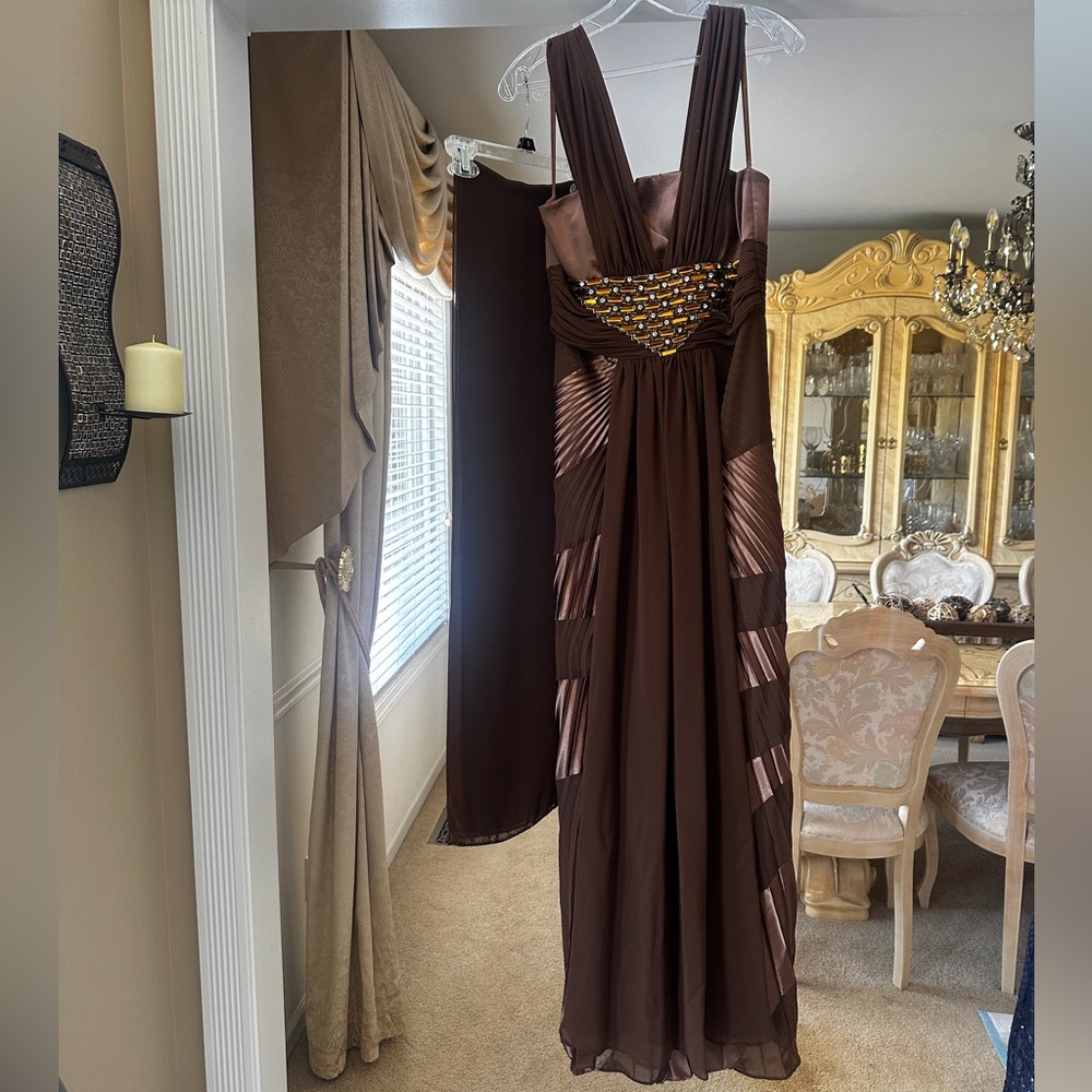 Elegant Brown Evening Gown